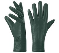 Harssidanzar Ladies Leather Gloves,Touchscreen Warm Cashmere Lining winter Gloves For women GL017UK,Hunter Green,Size XL