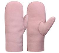 Harssidanzar Ladies Mitten,Genuine Suede Leather Sheepskin Shearling Mittens Gloves KL026UK,Pink,Size L