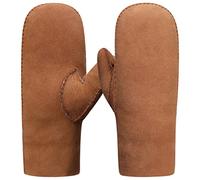 Harssidanzar Lady Winter Mitten,Genuine Suede Leather Sheepskin Shearling Mittens Gloves KL026UK,Cammel,Size XL