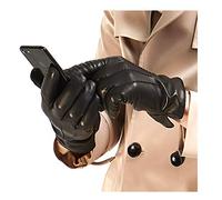 Harssidanzar Leather Gloves for Men,Winter Sheepskin Driving Gloves Cashmere Lined, Black(100% Cashmere Lined, Upgrade), XS