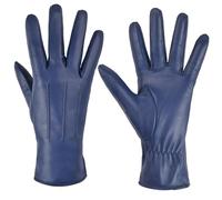 Harssidanzar Leather Gloves Women,Winter Warm Cashmere Lining Touchscreen Ladies Glove GL017UK,Blue,Size S