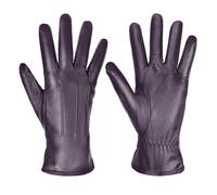 Harssidanzar Leather Gloves Women,Winter Warm Cashmere Lining Touchscreen Ladies Glove GL017UK, Purple,Size S
