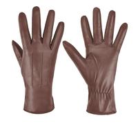 Harssidanzar Leather Gloves Women,Winter Warm Cashmere Lining Touchscreen Ladies Glove GL017UK,Saddle, Size XL