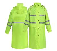 Harssidanzar Long Raincoat Jacket For Men Rainproof For Outdoor Work SM302UK,Fluorescent Green,size S