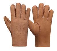 Harssidanzar Man Leather Gloves,Suede Lambskin Shearling Fur Cuff Thick Wool Lined Heated Warm for Winter Cold Weather Dress Driving Gloves KM043UK,Cammel,Size S