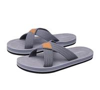 Harssidanzar Men's Cross Slide Sandals Slip on Comfortable Lightweight Summer Slipper Shoes For Indoor and Outdoor Quick-Dry KM229UK,Gray,Size 8.5