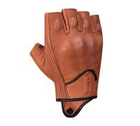 Harssidanzar Mens Gloves Half Finger Goatskin Leather Motorcycle Gloves GM037UK, TAN, Size M