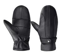 Harssidanzar Mens Sheepskin Leather Mittens Gloves Thick Fleece Lined SM047US, Black, XX-L