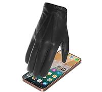 Harssidanzar Mens Thin Unlined leather police duty gloves touchscreen GM031EU,Black,Size S