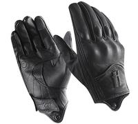 Harssidanzar Mens Winter Warm GoatSkin Leather TouchScreen Motorcycle Gloves GM041UK, Black (Fleece Lined), Size S