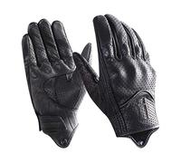 Harssidanzar Motorbike Gloves, Mens Leather Motorcycle Gloves Perforated Touchscreen Riding Racing Motorcoss Glove GM028UKK, Black(Perforated upgrade),Size L