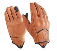 Harssidanzar Motorbike Gloves, Mens Leather Motorcycle Gloves Touchscreen Riding Racing Motorcoss Glove GM028UKK, Tan(upgrade), Size M