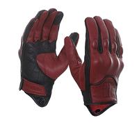 Harssidanzar Motorbike Gloves, Mens Leather Motorcycle Gloves Touchscreen Riding Racing Motorcoss Glove GM028UKK, Oxblood black(upgrade), Size M
