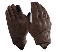 Harssidanzar Motorcycle Gloves for Men Fleece Lined Winter Warm GoatSkin Leather TouchScreen Motorcycle Gloves GM041UK, Brown,Size L