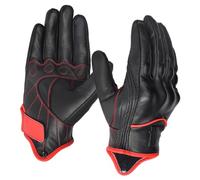 Harssidanzar Motorcycle Gloves for Men Fleece Lined Winter Warm GoatSkin Leather TouchScreen Motorcycle Gloves GM041UK, Black/Red, Size Medium