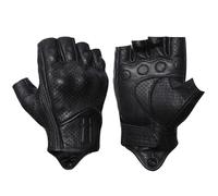 Harssidanzar Motorcycle Gloves for Men Goatskin Leather Perforated Motorbike Riding Driving Gloves CM044UK, Black, Size Medium
