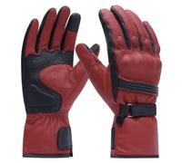 Harssidanzar Winter Motorcycle Gloves,Mens Long Gauntlet Leather Full Finger TouchScreen Thermal Lined With Thinsulate Waterproof Motorcycles Gloves KM048UK,Oxblood/Black, Size S