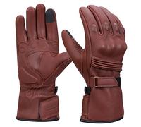 Harssidanzar Winter Motorcycle Gloves,Mens Long Gauntlet Leather Full Finger TouchScreen Thermal Lined With Thinsulate Waterproof Motorcycles Gloves KM048UK,Saddle,Size M