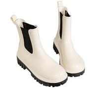 Harssidanzar Womens Ankle Rain Boots Waterproof Chelsea Boots,Anti-Slipping Rainboots and Garden Shoes for Ladies,White,Size 4
