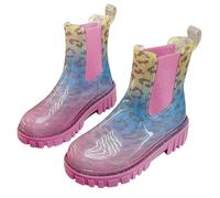 Harssidanzar Womens Ankle Rain Boots Waterproof Chelsea Boots,Anti-Slipping Rainboots and Garden Shoes for Ladies,Pink Leopard,Size 5