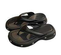 Harssidanzar Womens EVA Platform Flip Flops - Stylish 4cm≈1.57 inches Heel Thong Sandals for Summer HL235US, Black, 7-8