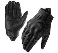 Harssidanzar Womens Full Finger Goatskin Leather Touchscreen Motorcycle Gloves GL016, Black,Size XL