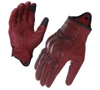 Harssidanzar Womens Full Finger Goatskin Leather Touchscreen Motorcycle Gloves GL016, Oxblood,Size M