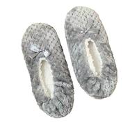 Harssidanzar Women's Socks Warm Sock Adults Home Winter Soft Slipper Non-Slip Ballet Washable RL014EU, grey, 8.5/9 UK
