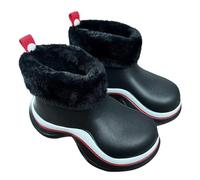 Harssidanzar Womens Winter Ankle Rain Boots Waterproof, Warm Fuzzy-Lined Anti-Slipping Rainboots and Winter Garden Shoes for Ladies with Comfortable Insoles HL247US, Black, 6.5-7.5