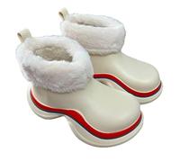 Harssidanzar Womens Winter Ankle Rain Boots Waterproof, Warm Fuzzy-Lined Anti-Slipping Rainboots and Winter Garden Shoes for Ladies with Comfortable Insoles HL247US, Beige, 5.5-6