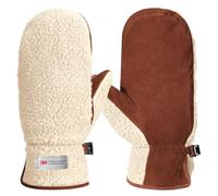 Harssidanzar Womens Winter Sherpa Mitten Warmth Thinsulate Lined with Finger Liners Suede Mitt SL020UK,beige/light brown,size L