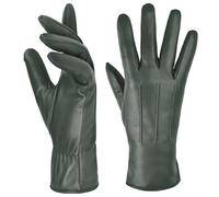 Harssidanzar Womens Winter Warm Cashmere Lining Touchscreen Texting Warm Driving Lambskin Leather Gloves GL017, Hunter Green, Large