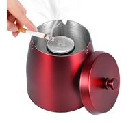 HARTAR Smokeless Ashtrays for Cigarettes Indoor, Ash Tray Sets for Weed Outdoor Windproof Cute Home Large Funny Metal Outside Ashtray with Lid for Cigarettes Butt Can for Outside Patio, Red, Small