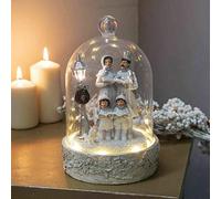 HARTES Light Up Carolling Family Ornament with Cloche - xm6330