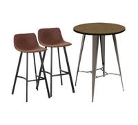 netfurniture Hartford Bar Stool & Tolix Round Table Package in Brown netfurniture Brown