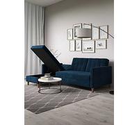Dorel Home Hartford Sectional Sofa Bed Chenille Blue With Storage