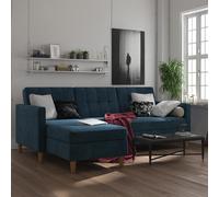 Hartford Sectional Futon Sofa Bed - Storage - Blue Chenille Fabric - 2112669UK