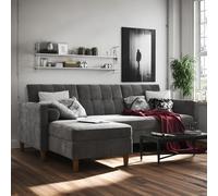 Hartford Sectional Futon Sofa Bed - Storage - Grey Chenille Fabric - 2195459UK