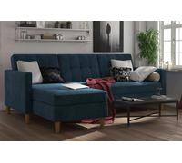 Hartford Storage Sectional Sofa Bed with Storage Chaise - Blue Chenille by Dorel