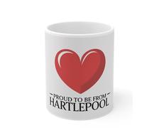 Hartlepool Pride Ceramic Coffee Mug, White with Red Heart Design, Home and Kitchen Gift