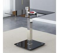 hartley black glass top bistro dining table with glass base