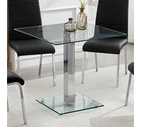 hartley clear glass top bistro dining table with glass base