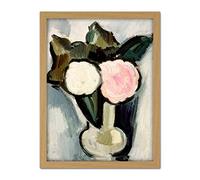 Hartley Pink White Flowers Vase Modernist Painting Large Framed Art Print Poster Wall Decor 18x24 in