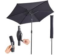 Hartman 2.7m Aluminium Parasol with Tilt Function Dark Grey - Crank & Tilt Outdoor Umbrella with Protective Cover, UV50+ Polyester Canopy, 38mm Pole, Aluminium Frame for Patio, Garden & Balcony