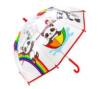 Hartom Childrens Unisex Panda and Rainbow Lightweight Umbrella, Clear POE Windproof Rain Umbrella with Hook Handle and Easy Button Closure for Boys and Girls, 72 cm Canopy