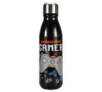 Hartom Gamer Aluminium Water Bottle, 600ml Lightweight Single-Wall Metal Drinks Bottle with Leak-Proof Screw Cap, Gaming Themed Reusable Bottle for School, Sports, Gym and Office