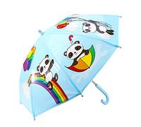 Hartom Kids Rainbow Panda Umbrella, Blue Lightweight Windproof Umbrella for Boys and Girls, 65cm Clear POE Canopy with Easy Grip Hook Handle, Small & Compact, for Toddlers and Children
