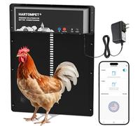 HARTOMPET Automatic Chicken Coop Door - Programmable with App, Battery/Solar Panel/Grid Operated, Multiple Anti-Pinch w/Resistance Detection & Motion Sensor, Plug&Play Electric Aluminum Chicken Door