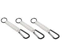 Harts 3 units Large Heavy Duty Webbed Knotted Nylon Rope Identification Key Ring Clip on Handel loops Fob. (White=3)
