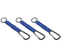 Harts 3 units Large Heavy Duty Webbed Knotted Nylon Rope Identification Key Ring Clip on Handel loops Fob. (Blue=3)
